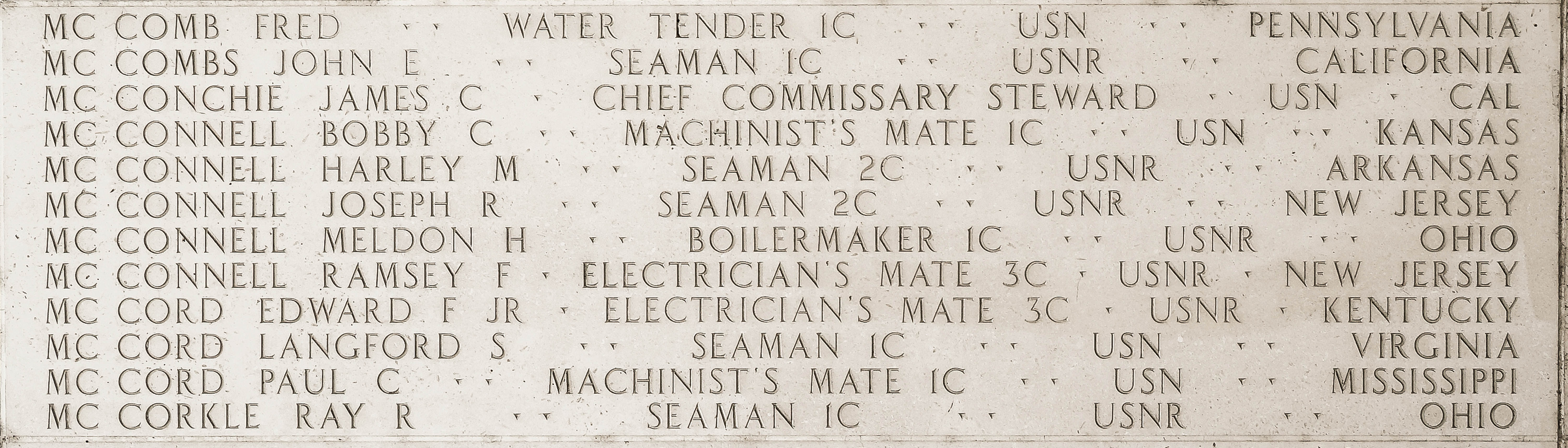 Edward F. McCord, Electrician's Mate Third Class